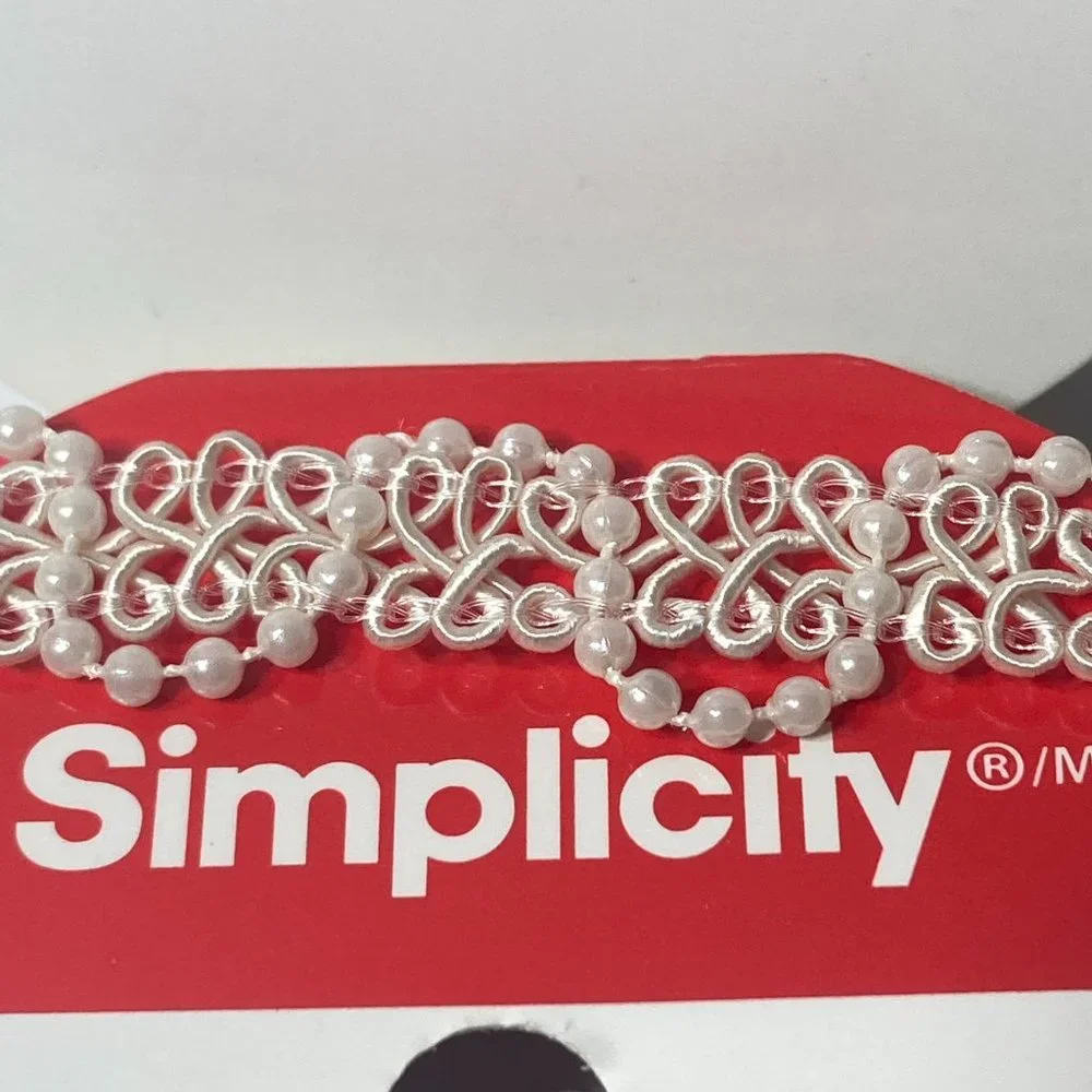 Scroll Loop Trim Ribbon Imitation Pearl Off White/Ivory 3 Rolls 5/8 Inch 4 Feet